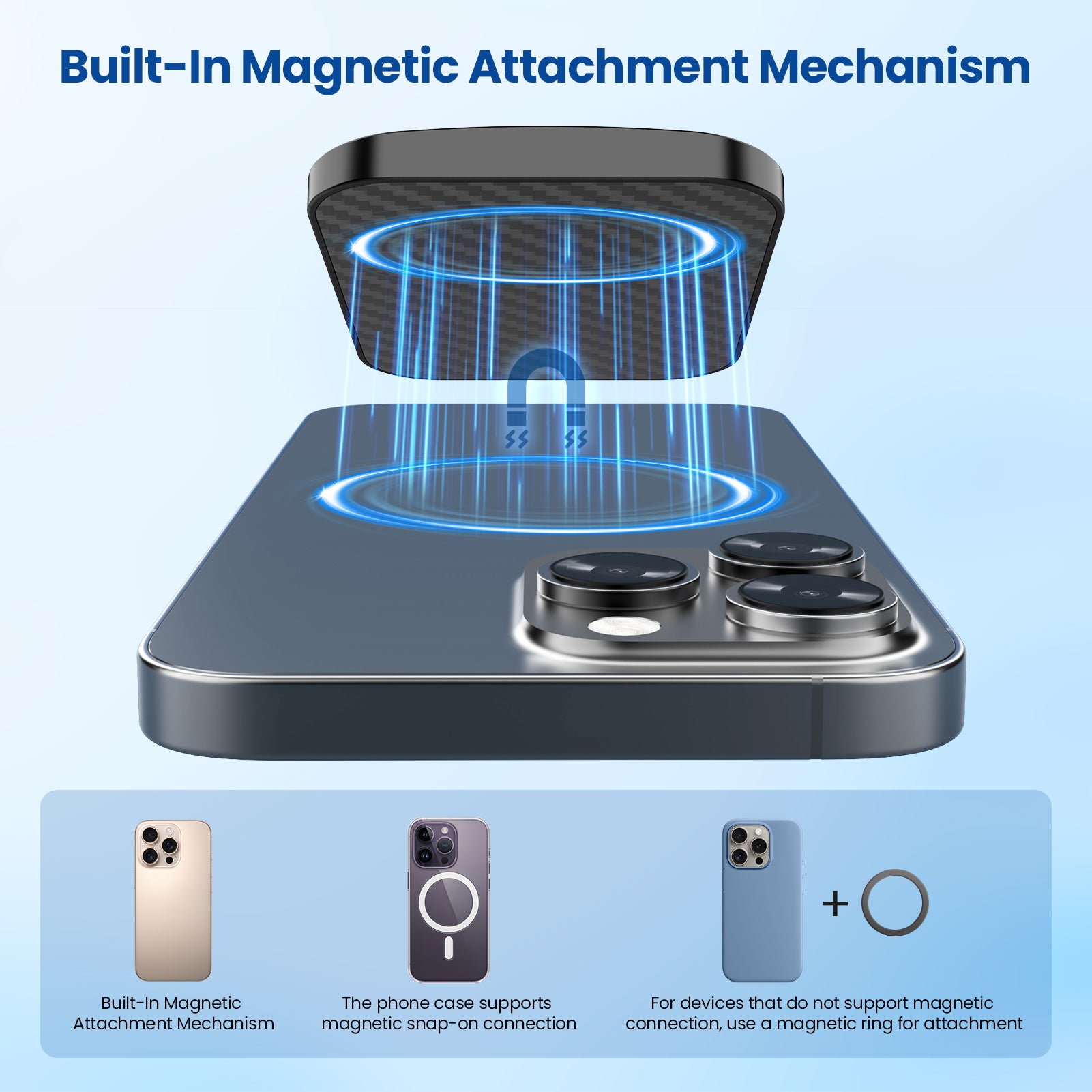 Digiera SSD showing built-in magnetic attachment mechanism for iPhone with MagSafe and optional magnetic ring support