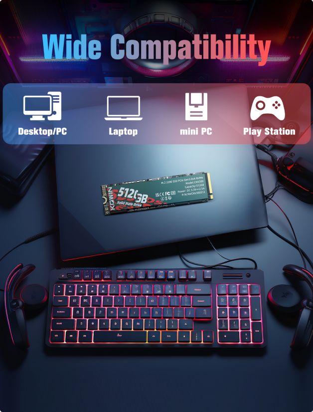 CNV300 NVMe SSD for Gaming – PCIe Gen 3.0 M.2 2280