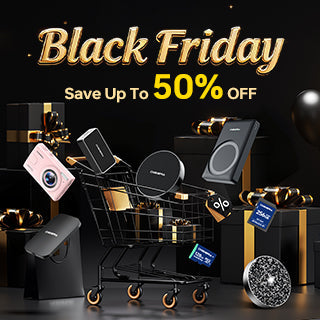 Black Friday MagSafe SSD from Digiera attached to an iPhone, showing compact portable storage for quick backups on the go.