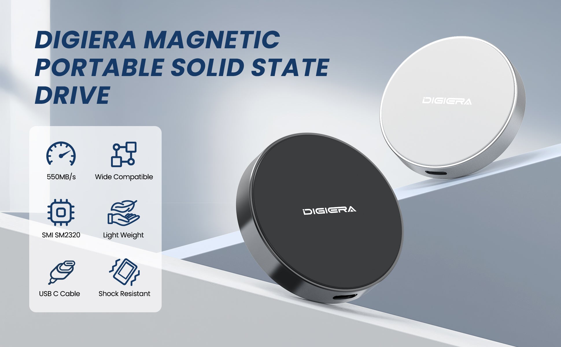 Magnetic portable ssd, ultra-light USB-C drive with blazing fast speed for creators and professionals