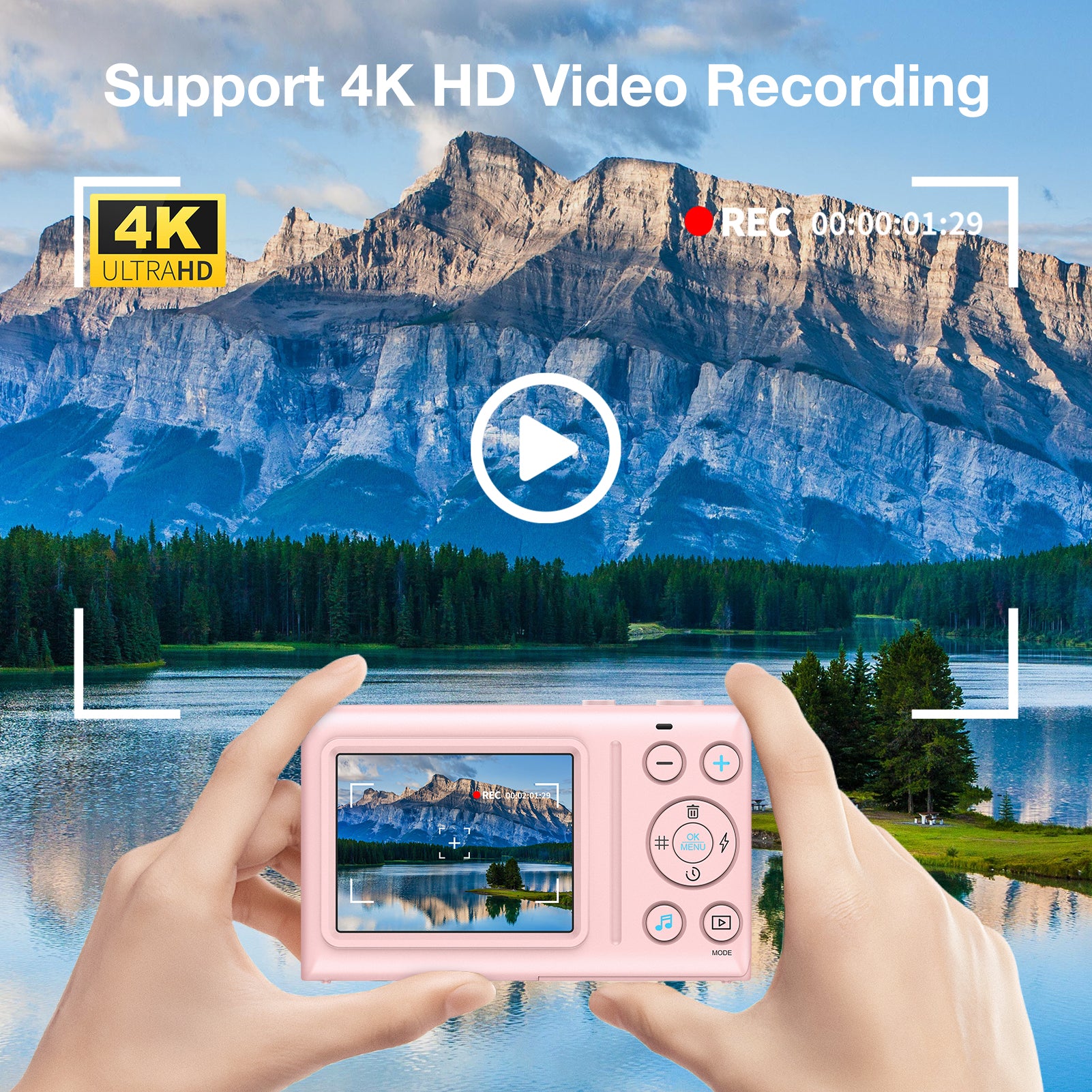 4K UHD Digital Camera | 64MP Autofocus, 18X Zoom, Filters, 64GB + 2 Batteries