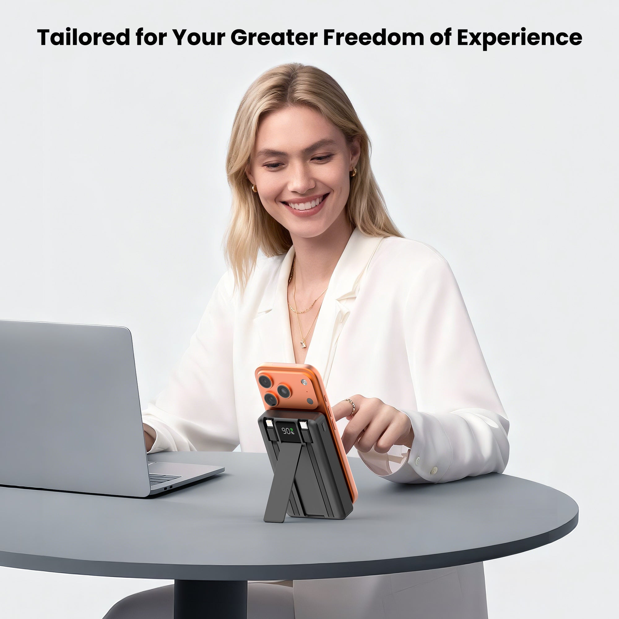 Digiera 10000mAh MagSafe Wireless Power Bank with LED Display, Includes Dual USB-C and Lightning Cables and a Phone Stand, Compatible with iPhone 17/16/15/14/13/12 Series