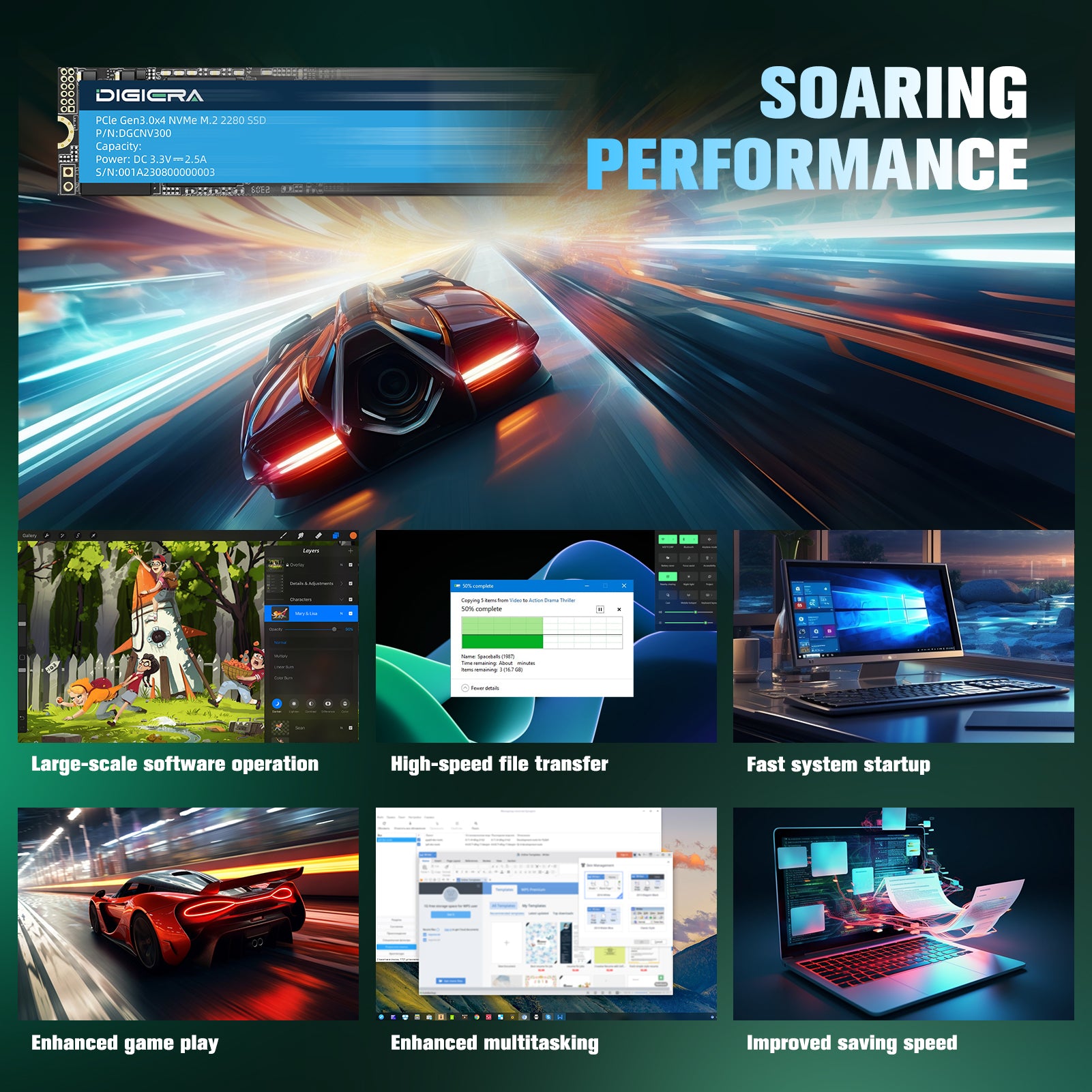 CNV300 NVMe SSD for Gaming – PCIe Gen 3.0 M.2 2280