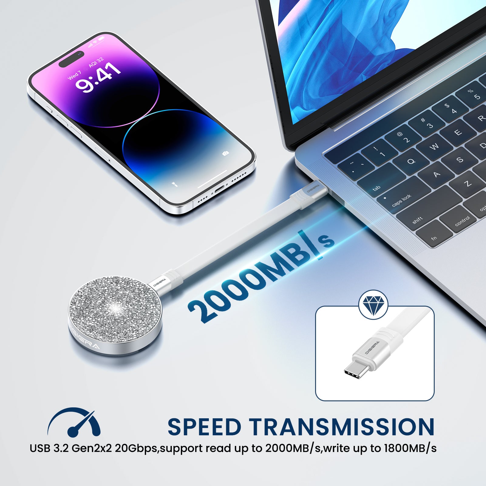 Diamond Magnetic Portable SSD Drive – High-Speed Storage | Digiera