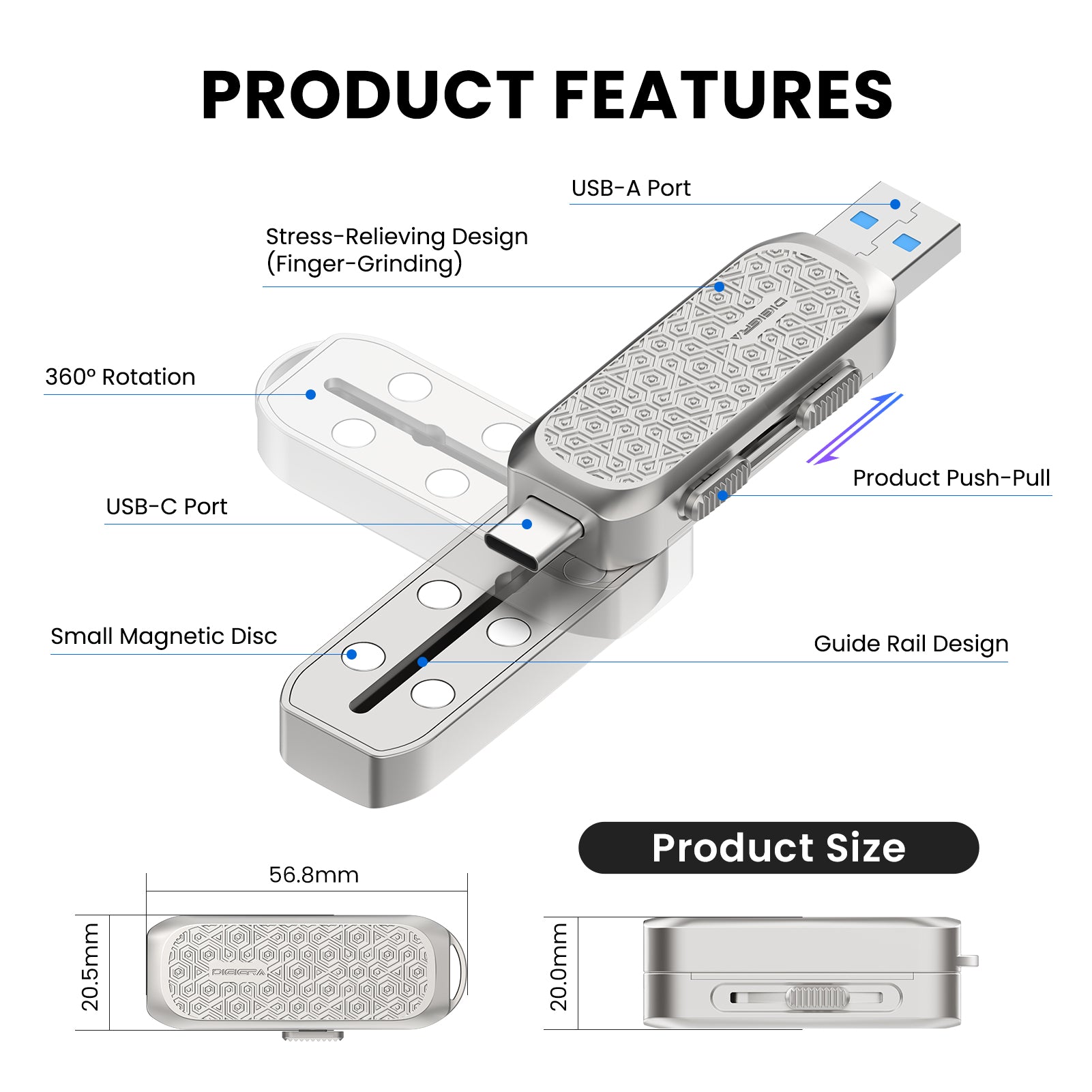 DIGIERA EDC Dual-Interface USB A+C Flash Drive