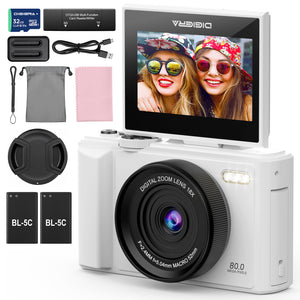 DIGIERA W100 5K Digital Camera – 80MP Vlogging Camera with 180° Flip Screen & Autofocus