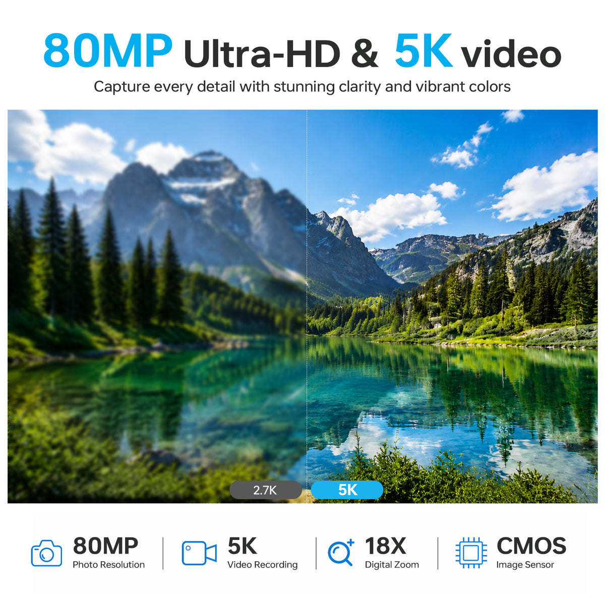 DIGIERA W100 5K Digital Camera – 80MP Vlogging Camera with 180° Flip Screen & Autofocus