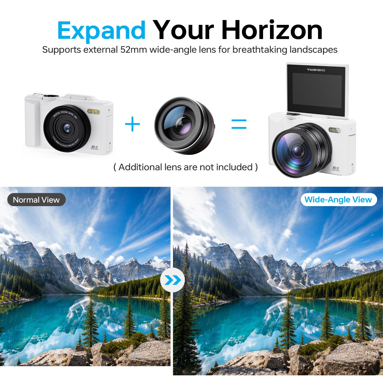 DIGIERA W100 5K Digital Camera – 80MP Vlogging Camera with 180° Flip Screen & Autofocus