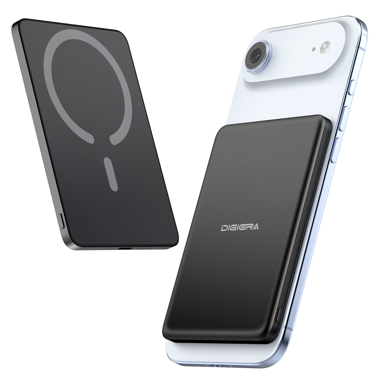 DIGIERA 2.97oz Ultra Slim Magnetic Power Bank, 5000mAh 3-in-1 Wireless Charger – Fast Charging MagSafe Battery Pack for iPhone, Samsung, AirPods & Apple Watch