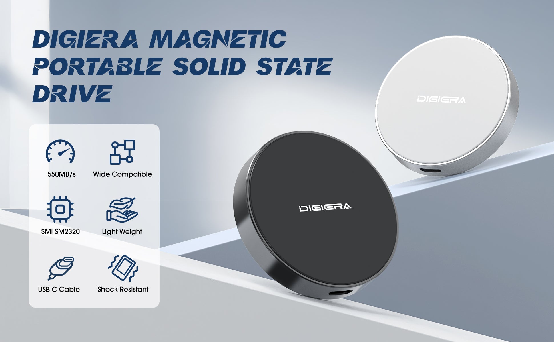 Magnetic portable ssd, ultra-light USB-C drive with blazing fast speed for creators and professionals