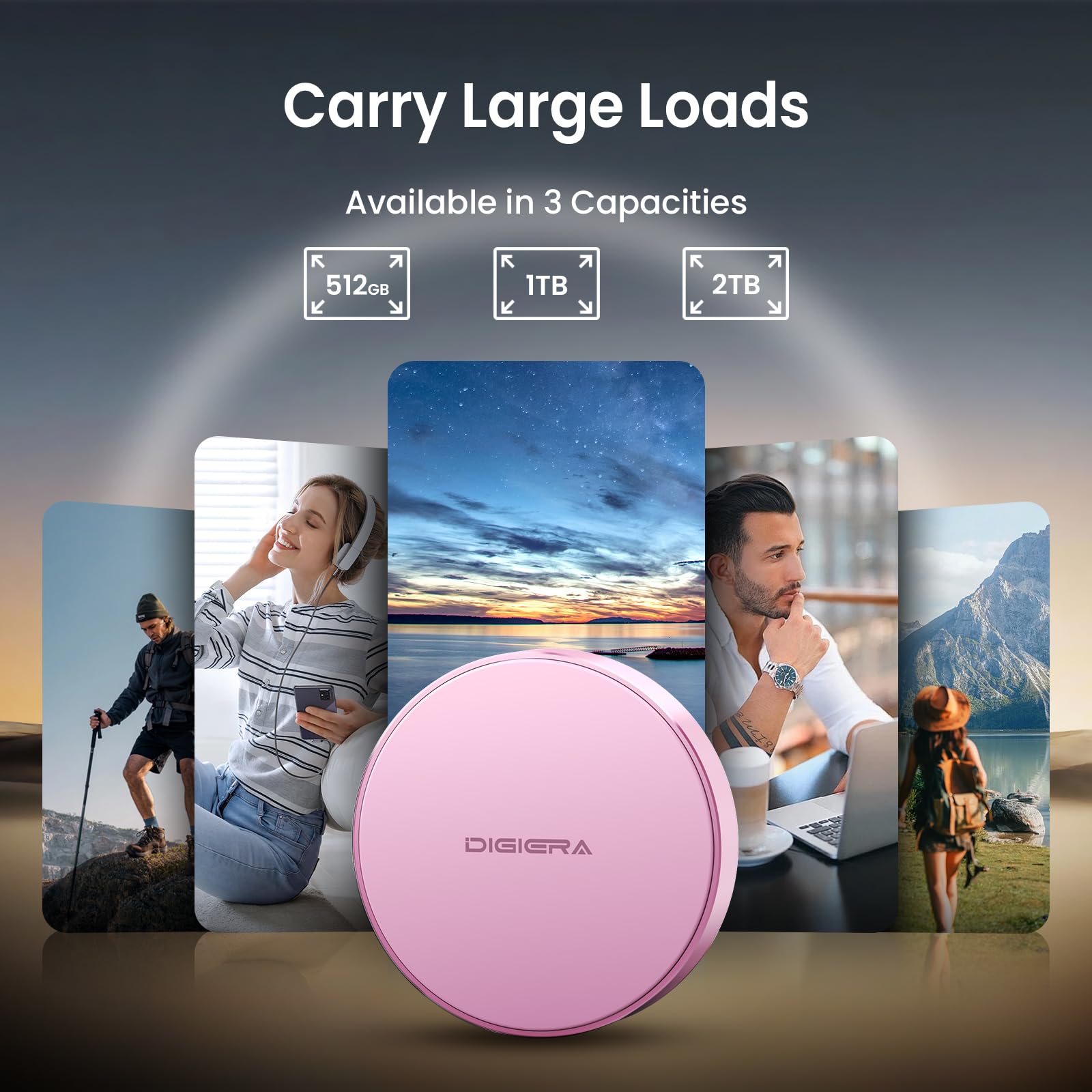 Digiera 512GB Magnetic Portable SSD – USB-C, 2000MB/s, Compatible with iPhone 15/16, Android & PC