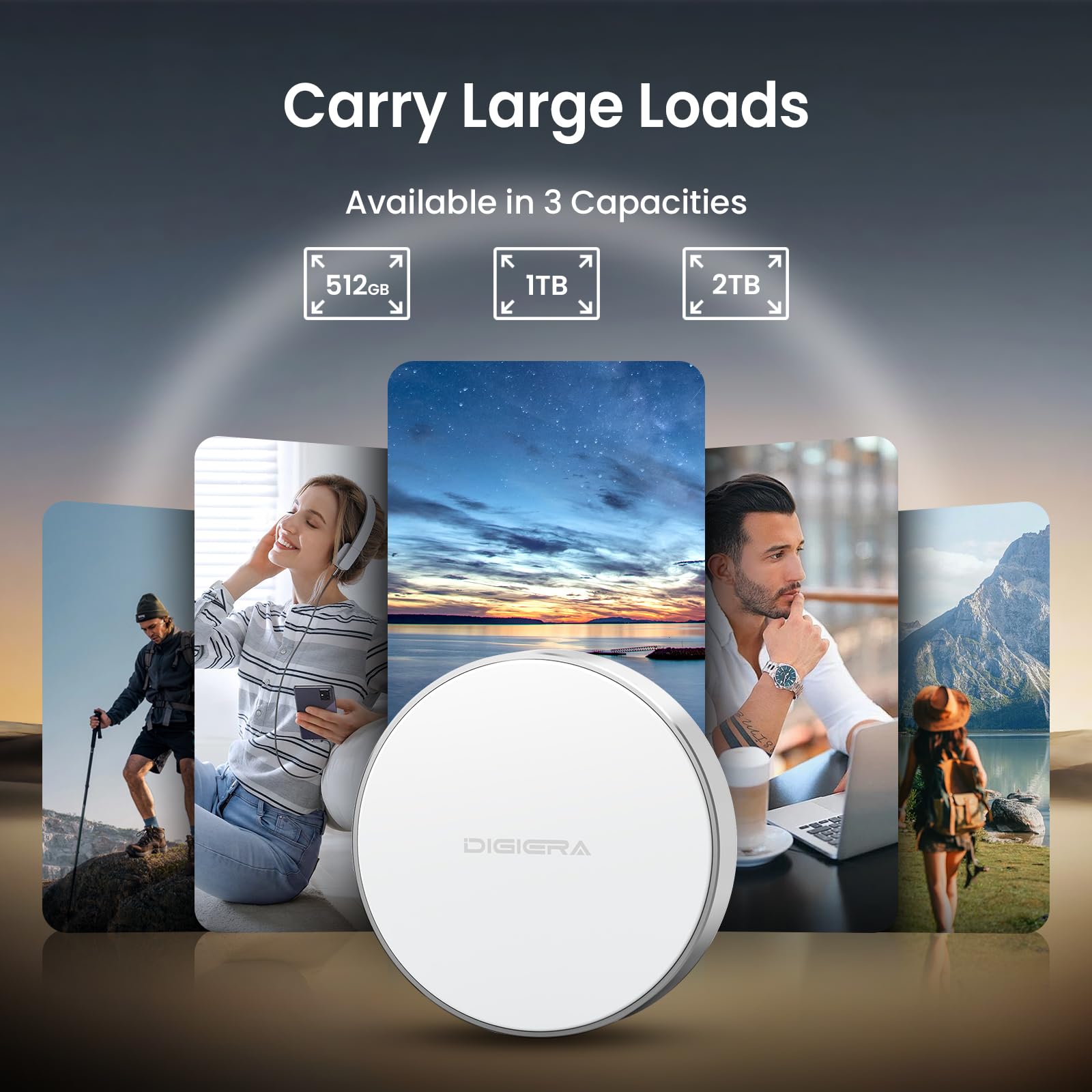 Digiera 2TB Magnetic Portable SSD – USB-C, 2000MB/s, Compatible with iPhone 15/16, Android & PC